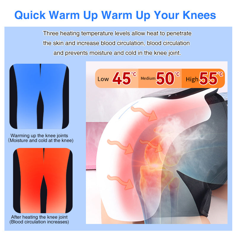 Smart Knee Massager With Heat  Vibration 3D Air Compression   Portable Pain Relief  Home Office Use